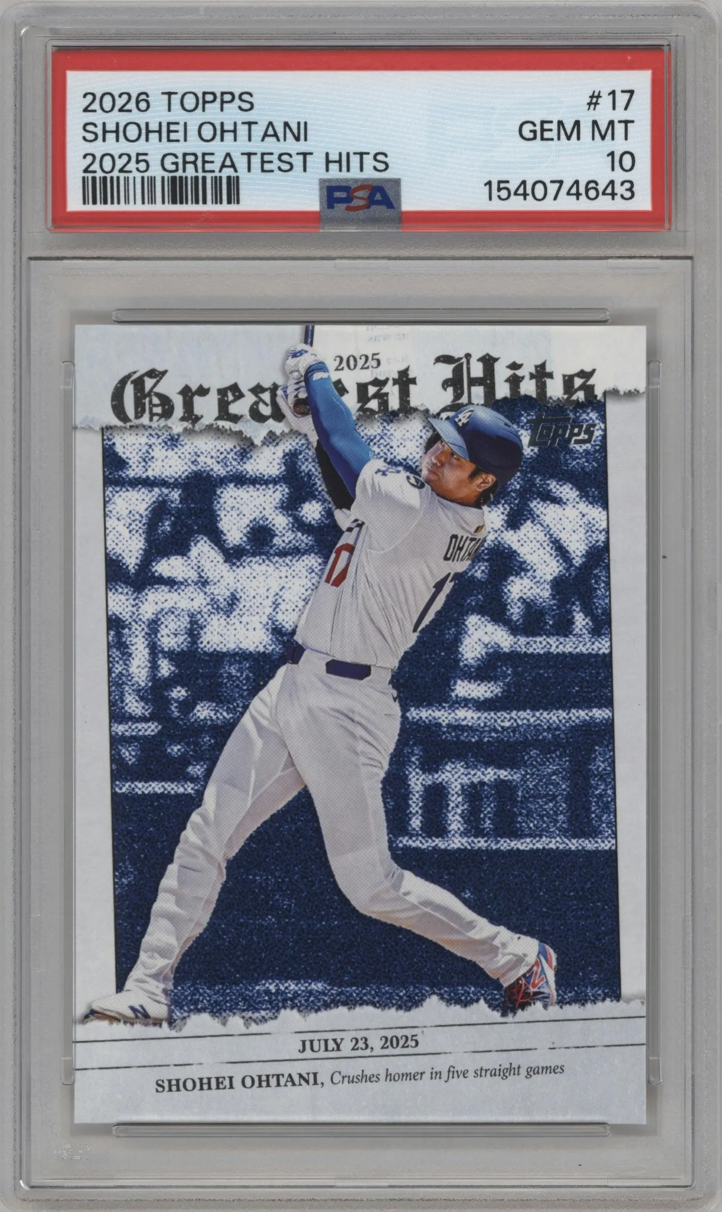 2026 Topps '25 Greatest Hits Shohei Ohtani #GH-17 PSA 10