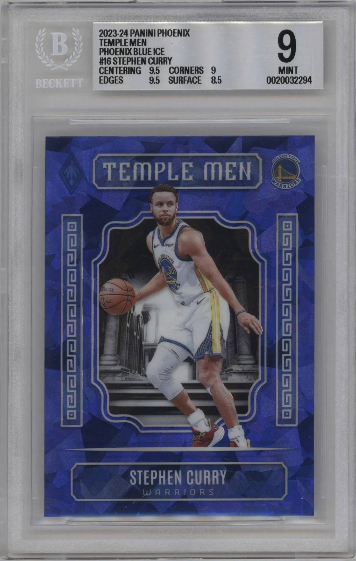 2023 Panini Phoenix Temple Men Stephen Curry Blue Ice BGS 9