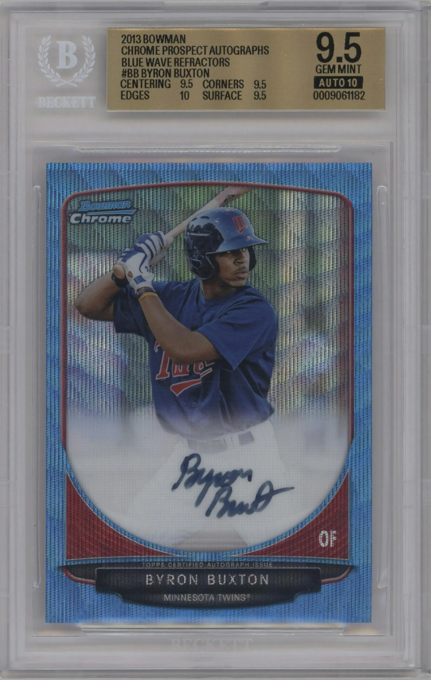 2013 Bowman Chr.Pros.Auto Byron Buxton Blue Wave Refractor #BCP-BB BGS 9.5