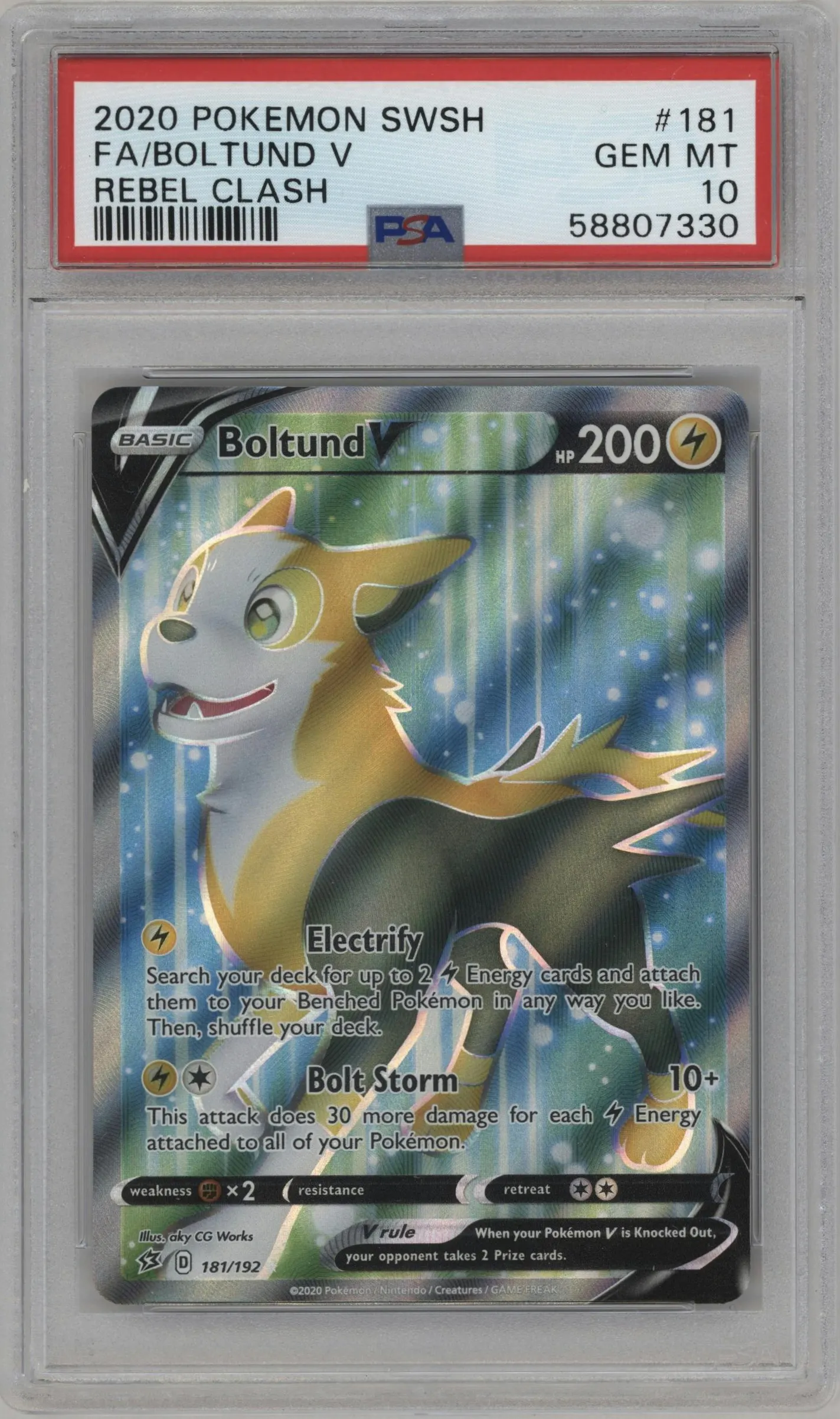 2020 Pokemon SWSH Rebel Clash Boltund V #181 PSA 10