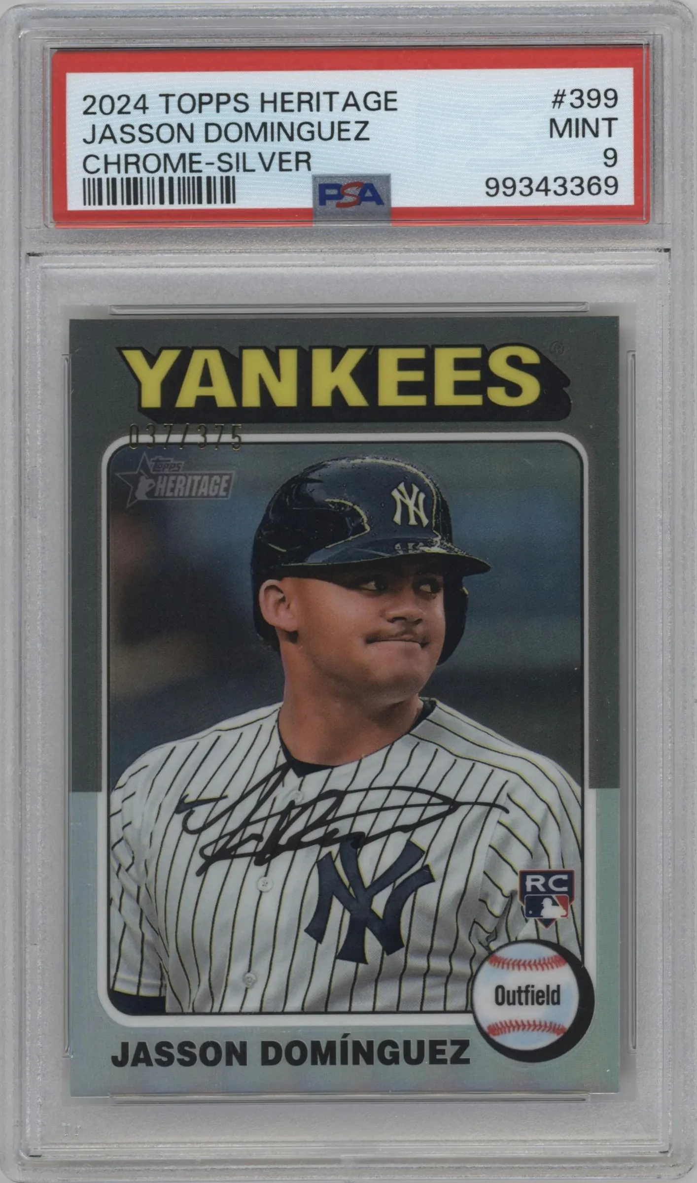 2024 Topps Heritage Jasson Dominguez Chrome Silver Refractor #399 PSA 9