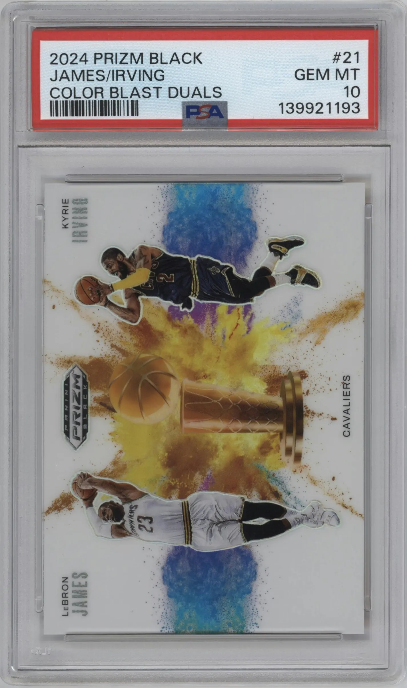 2024 Panini Prizm Black Color Blast Duals LeBron James/Kyrie Irving #21 PSA 10