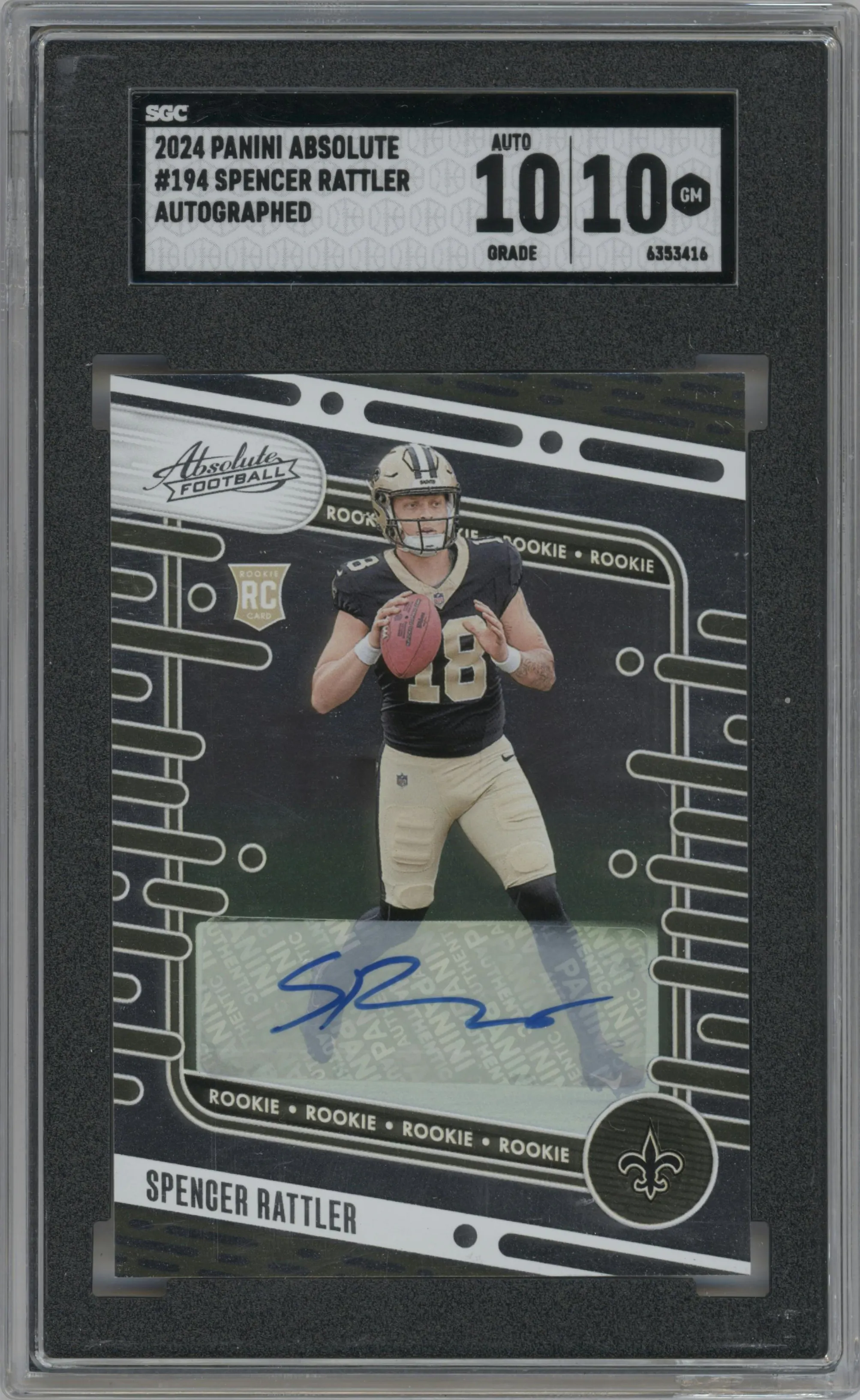 2024 Panini Absolute Sig.Rookies Spencer Rattler #194 SGC 10
