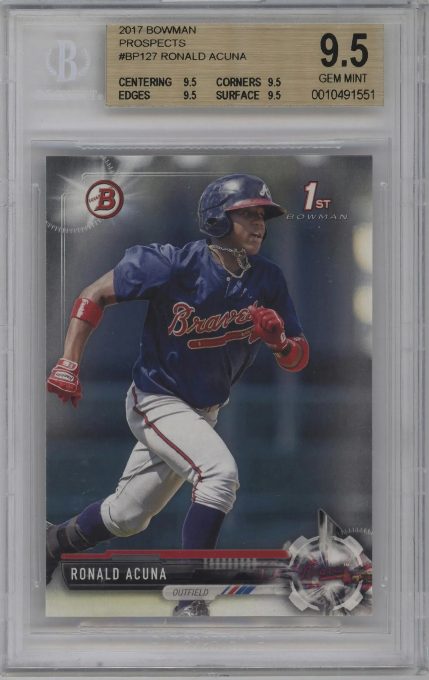 2017 Bowman Prospect Ronald Acuna #BP127 BGS 9.5