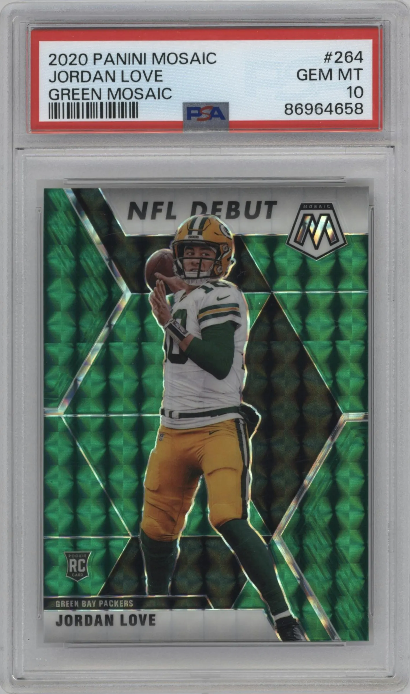 2020 Panini Mosaic Jordan Love Green Mosaic #264 PSA 10