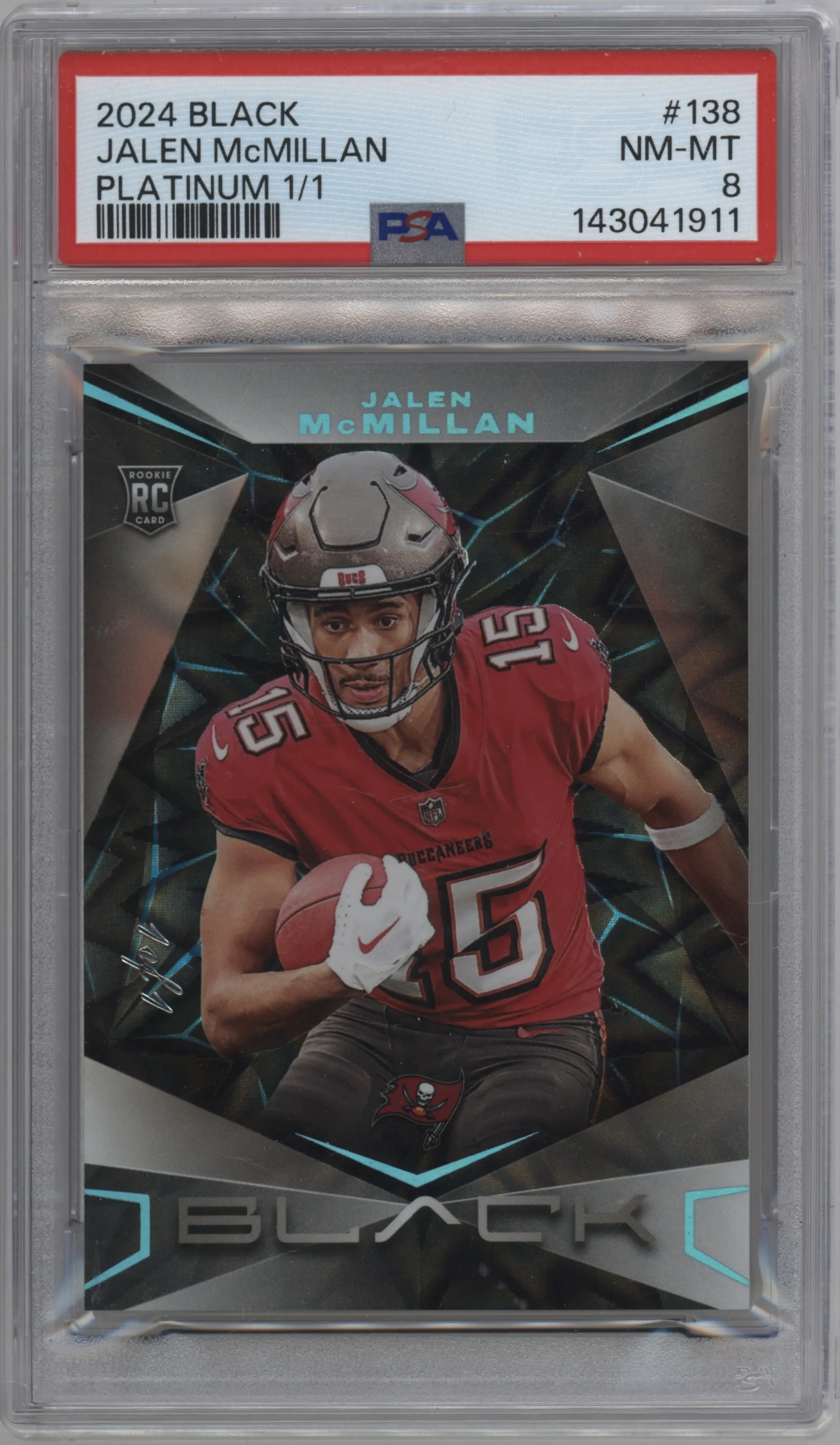2024 Panini Black Jalen McMillan Platinum #138 PSA 8