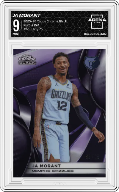 2025 Topps Chrome Black Ja Morant Purple Refractor #65 ARENA CLUB 9
