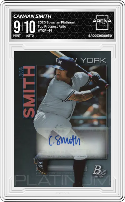 2020 Bowman Platinum Top Prospect Auto Canaan Smith ARENA CLUB 9