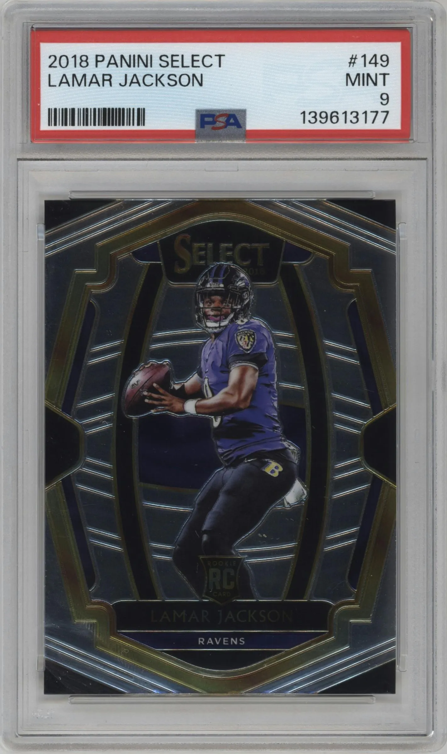 2018 Panini Select Pre.Lvl. Lamar Jackson #149 PSA 9