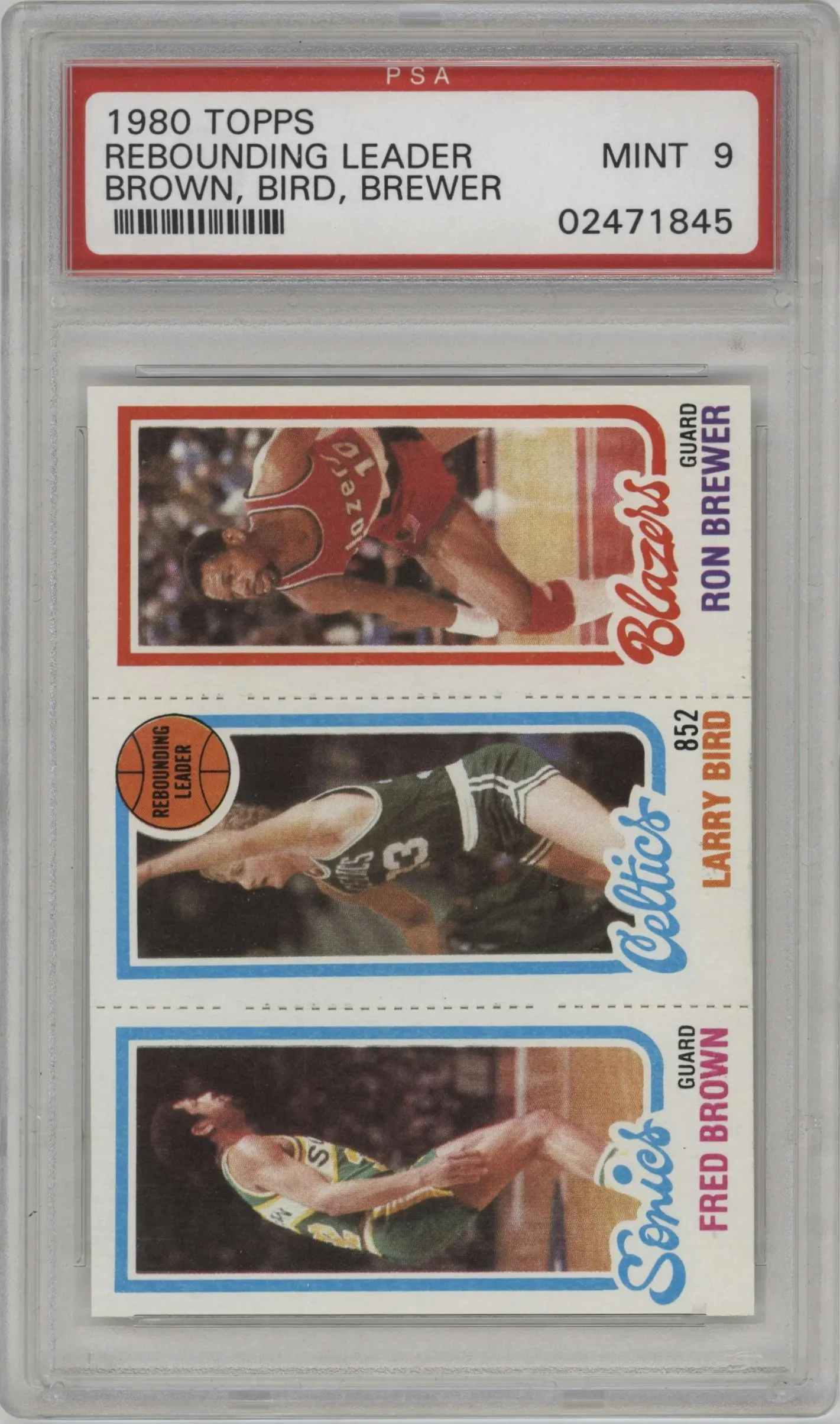 1980 Topps Fred Brown/Larry Bird/Ron Brewer #228/31/198 PSA 9
