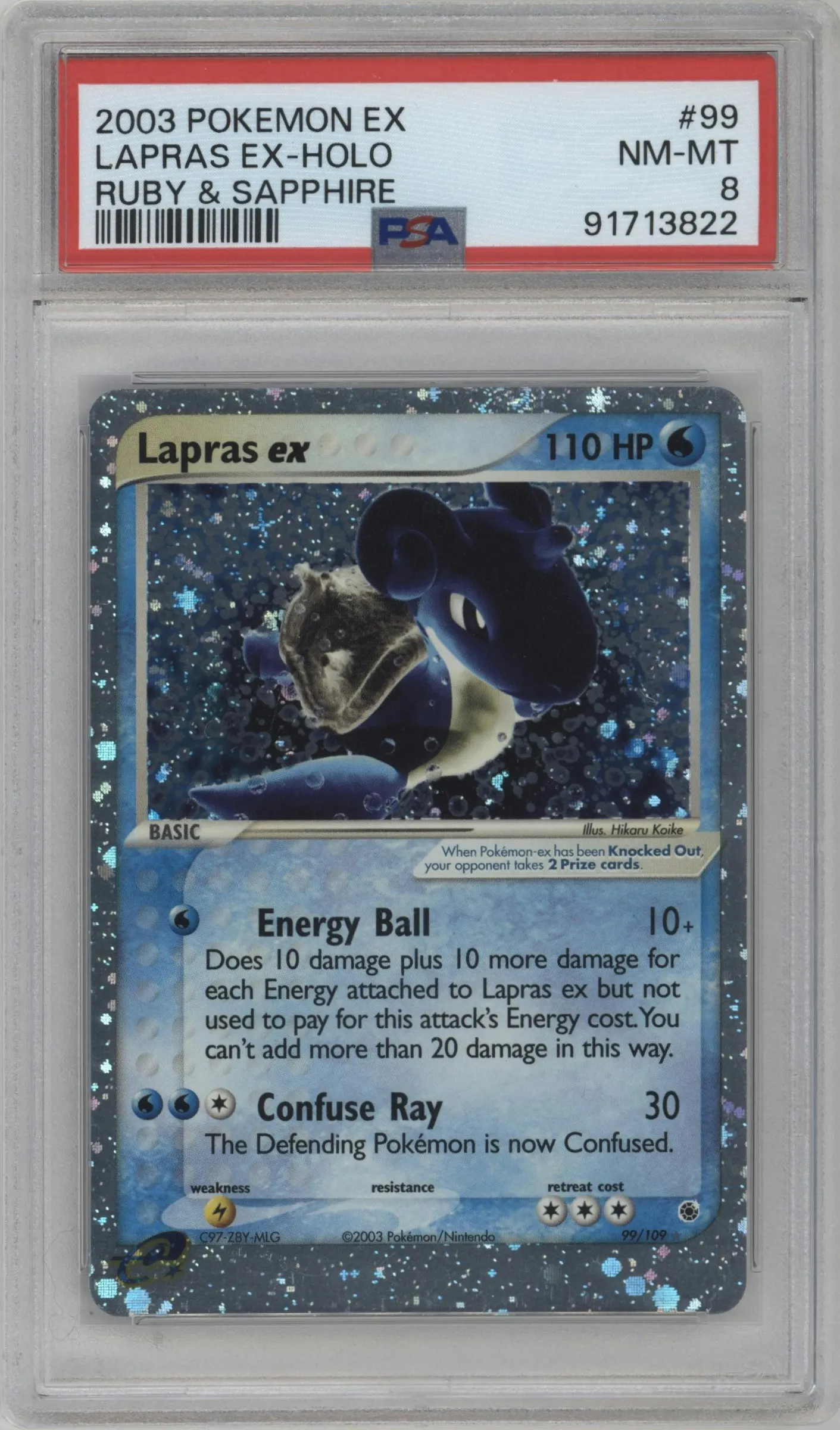 2003 Pokemon EX Ruby & Sapphire Lapras ex #99 PSA 8
