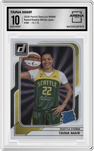 2026 Panini Donruss WNBA Rated Rookie Taina Mair White Laser #98 ARENA CLUB 10