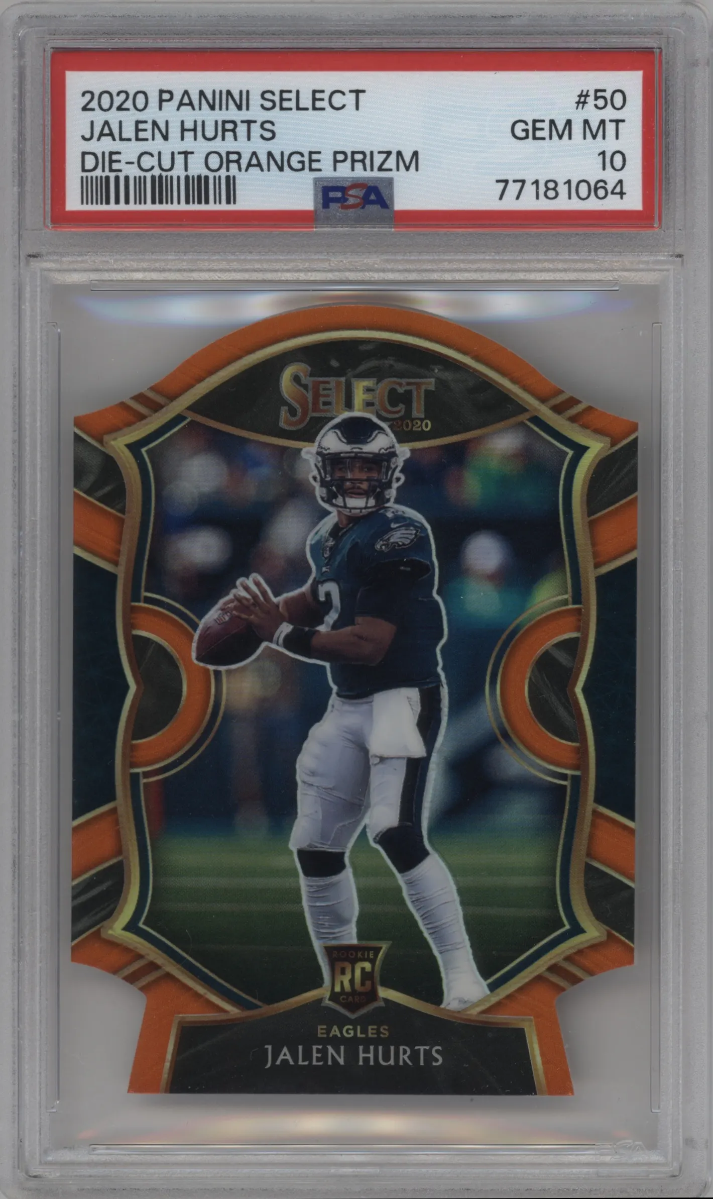 2020 Panini Select Jalen Hurts Die-Cut Orange PSA 10