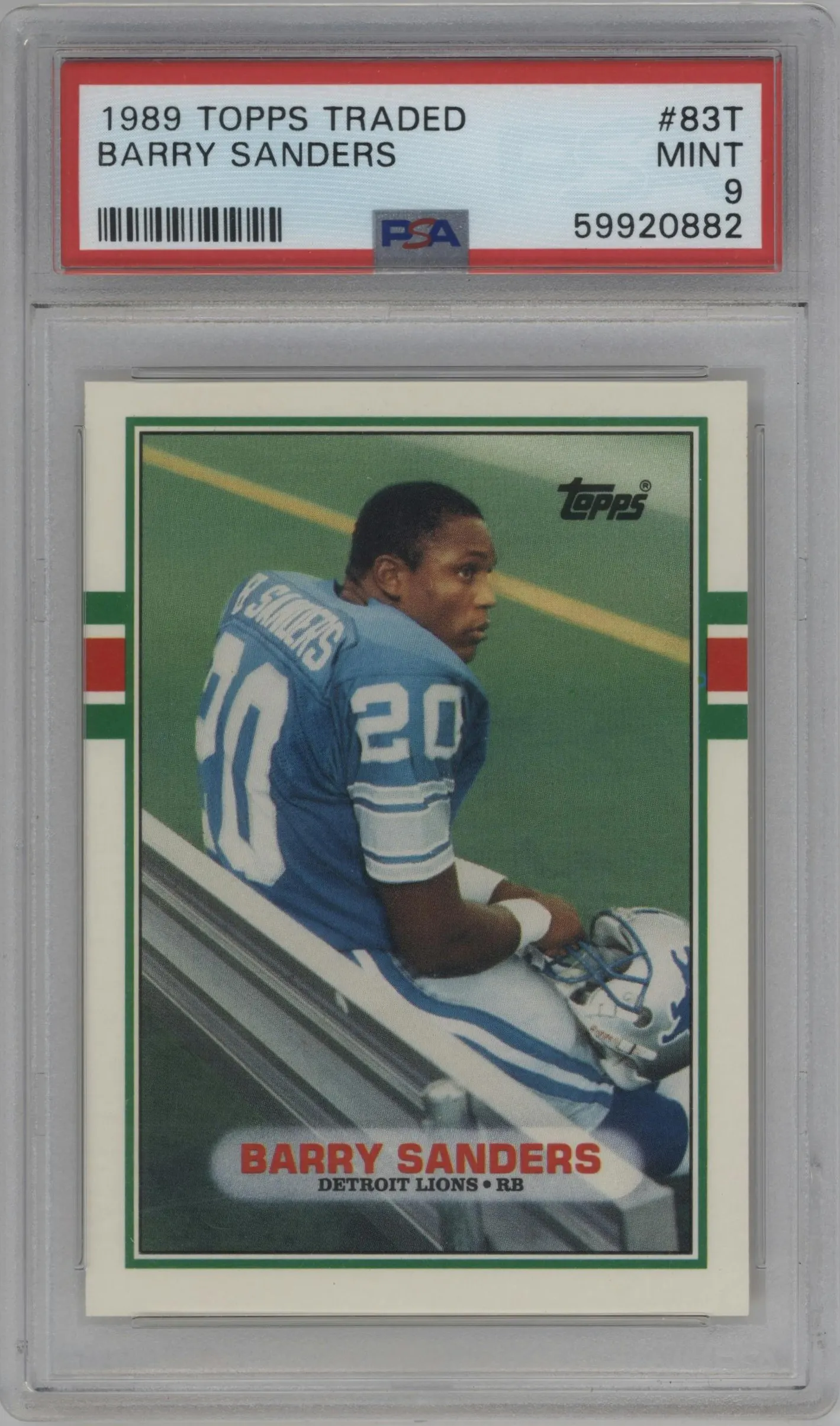 1989 Topps Traded Barry Sanders PSA 9
