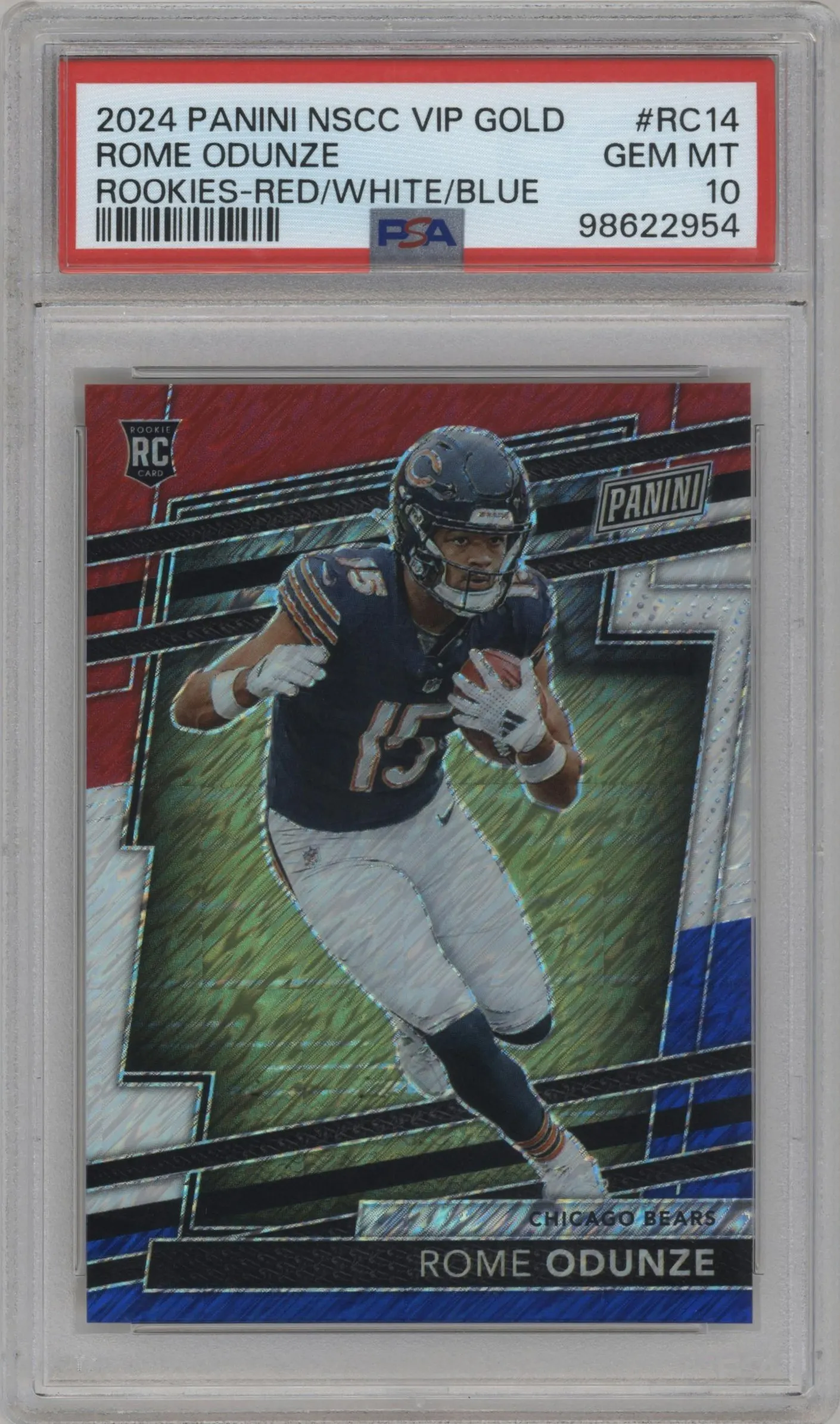 2024 Panini The National VIP Gold Pack Rome Odunze Red/White/Blue #RC14 PSA 10