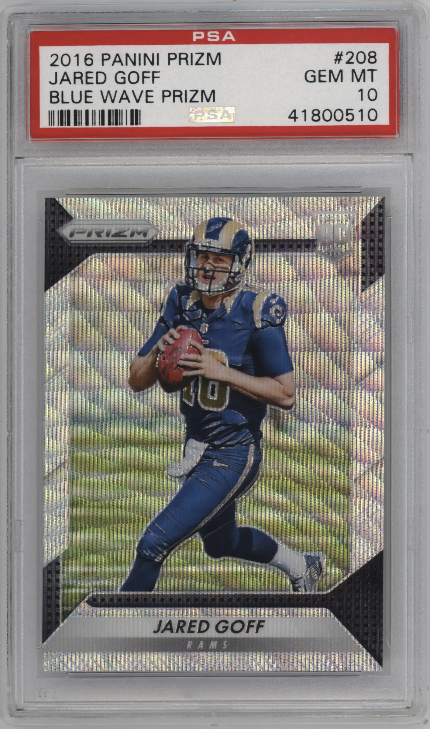 2016 Panini Prizm Jared Goff Blue Wave #208 PSA 10