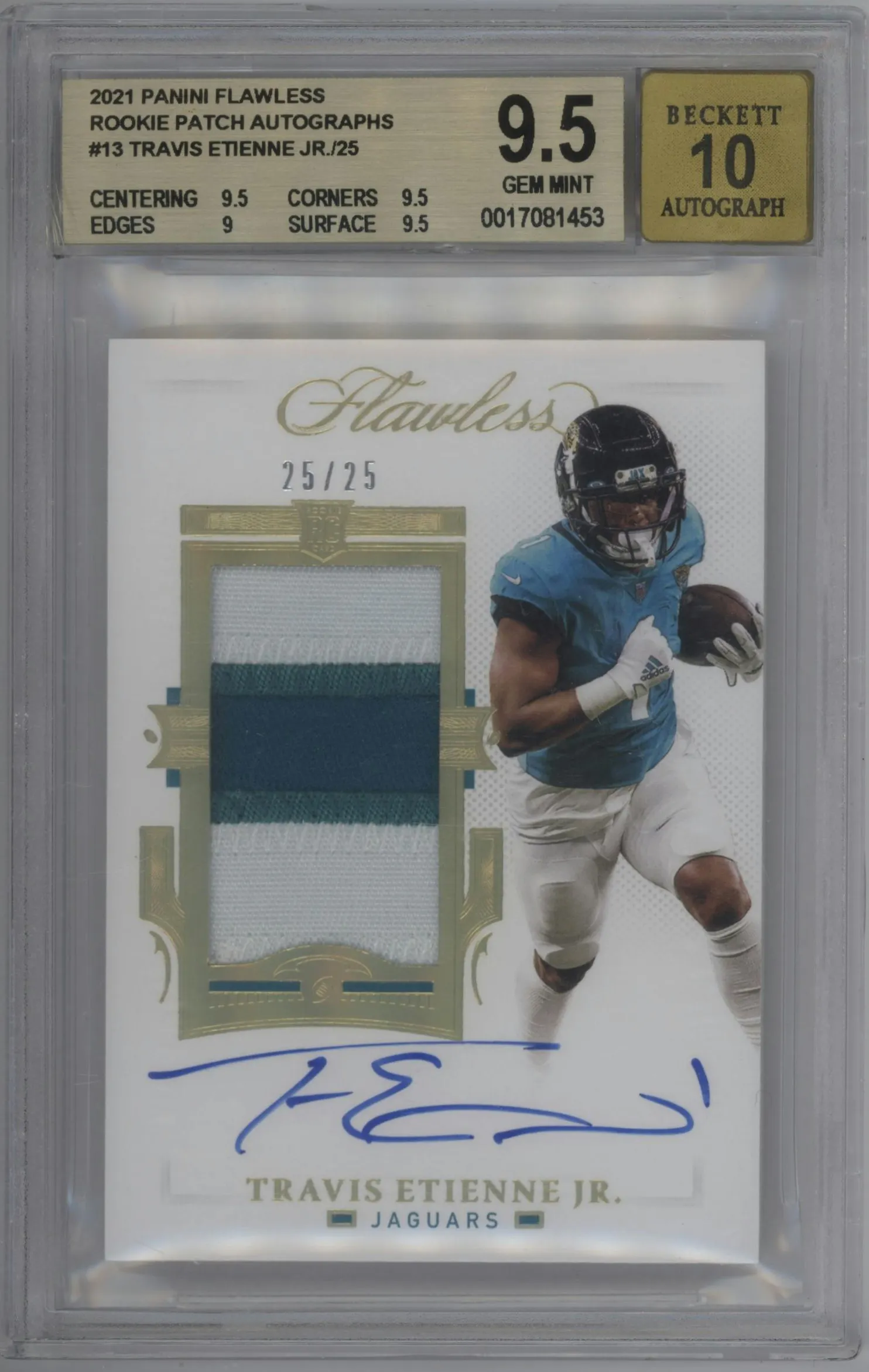 2021 Panini Flawless RPA Travis Etienne Jr. #RPA-TET BGS 9.5