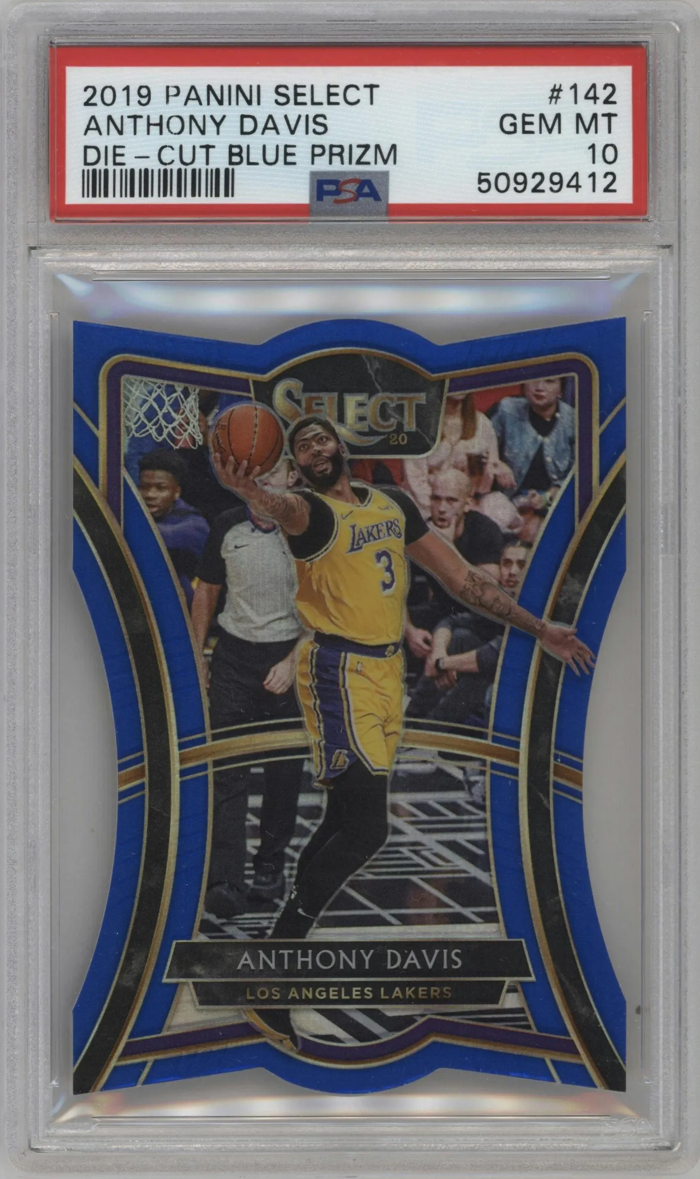 2019 Panini Select Pre.Lvl. Anthony Davis Die-Cut Blue #142 PSA 10