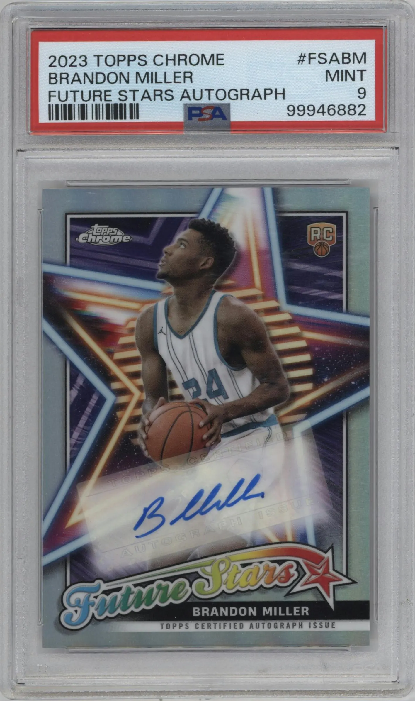 2023 Topps Chrome Future Stars Auto Brandon Miller #FSA-BM PSA 9