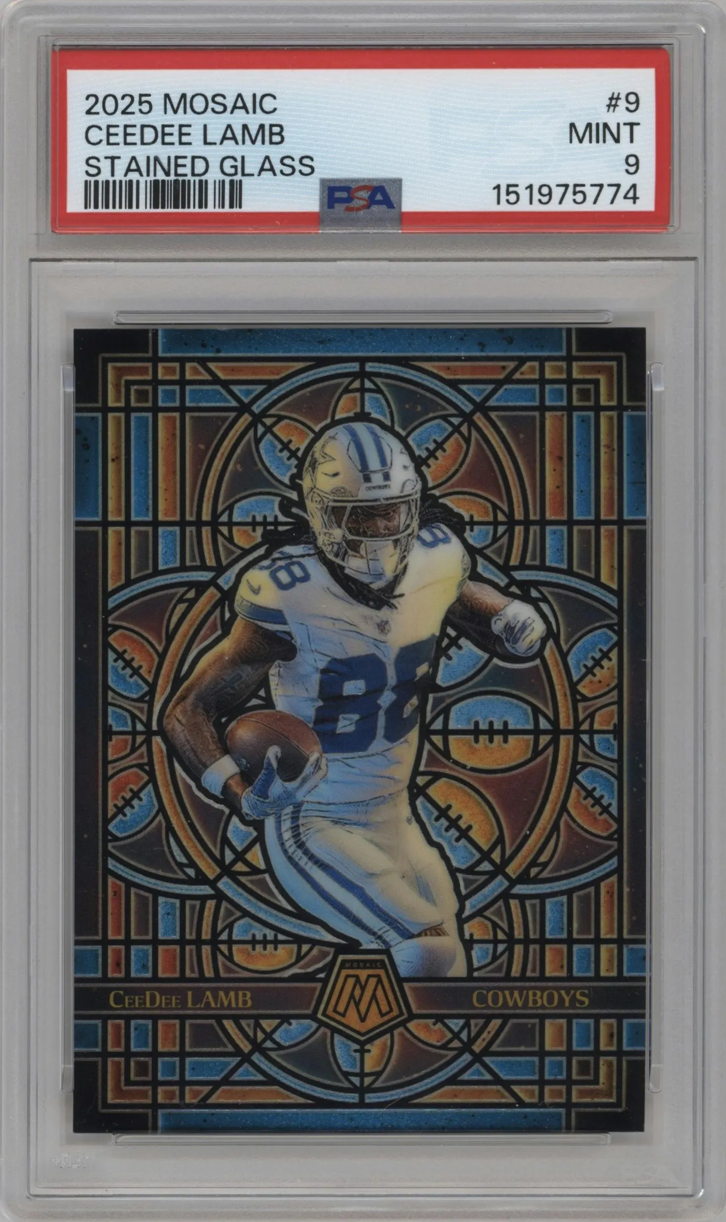 2025 Panini Mosaic Stained Glass CeeDee Lamb #9 PSA 9