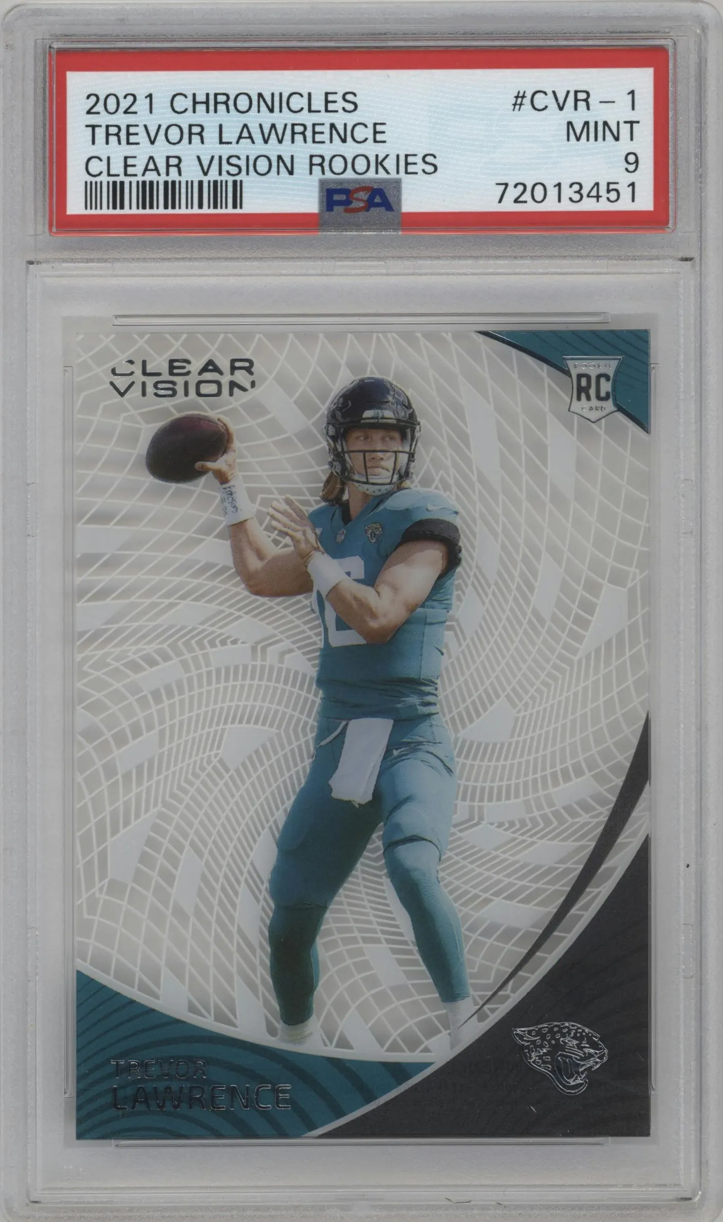 2021 Panini Chronicles Clear Vision Rke. Trevor Lawrence #CVR-1 PSA 9