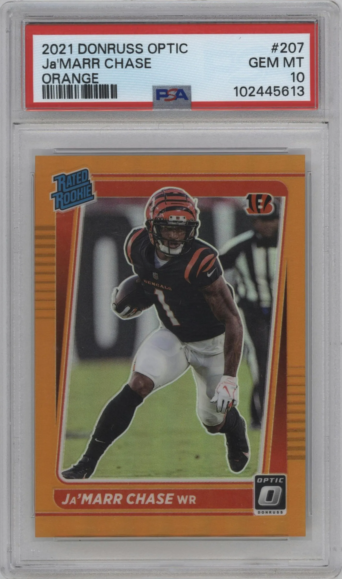 2021 Panini Donruss Optic Rated Rookie Ja'Marr Chase Orange #207 PSA 10