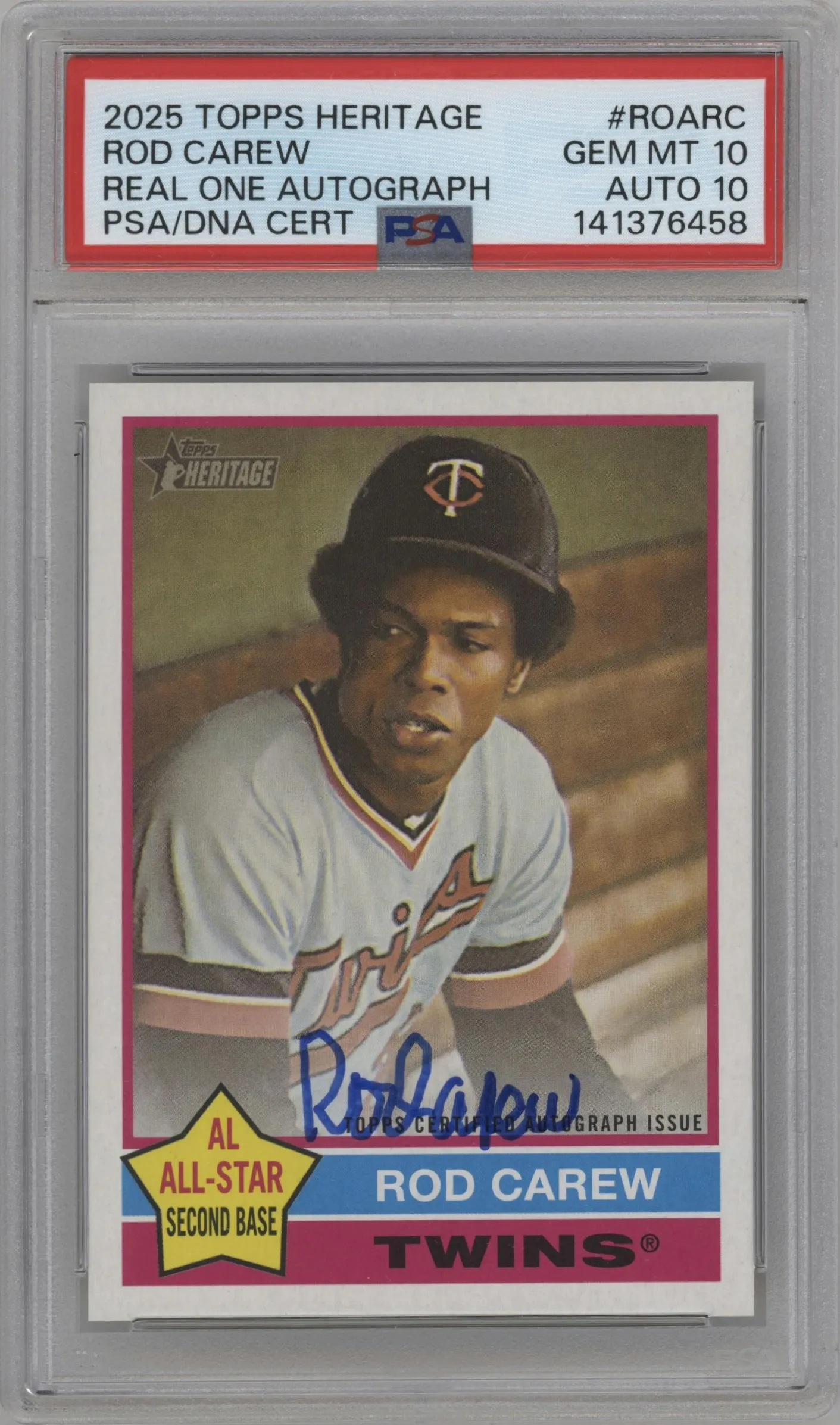 2025 Topps Heritage Real One Auto Rod Carew #ROA-RC PSA 10