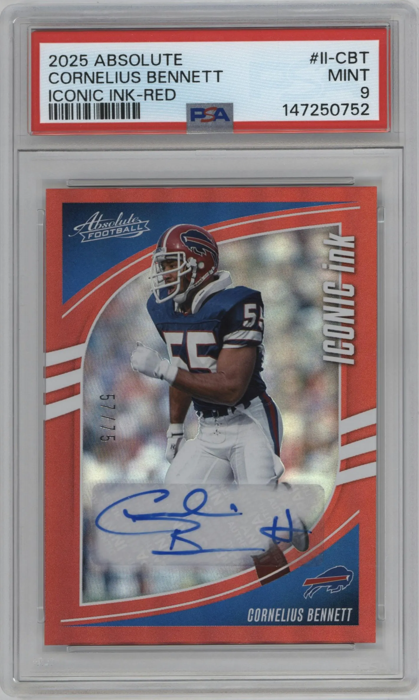 2025 Panini Absolute Iconic Ink Cornelius Bennett Red #II-CBT PSA 9