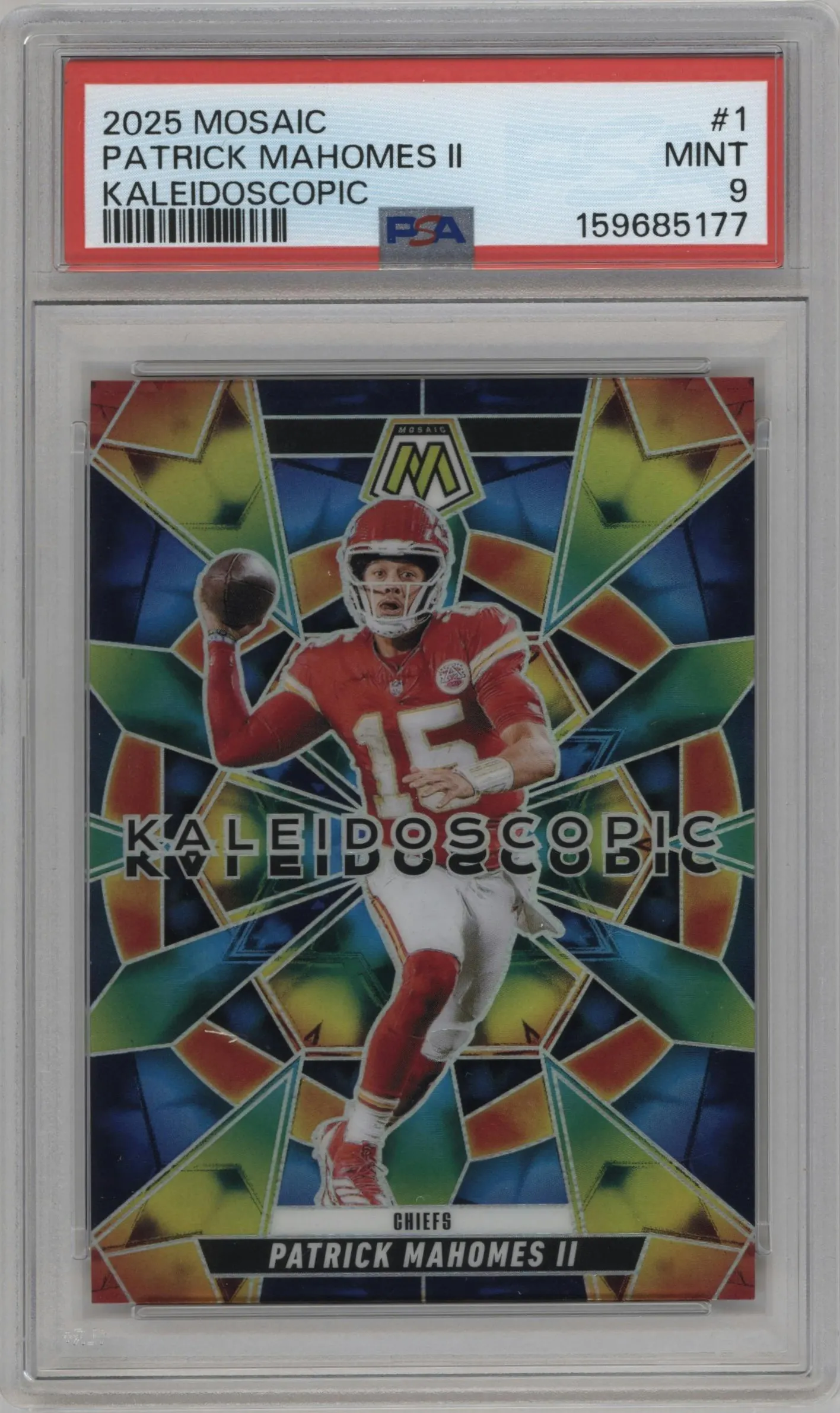 2025 Panini Mosaic Kaleidoscopic Patrick Mahomes II #1 PSA 9