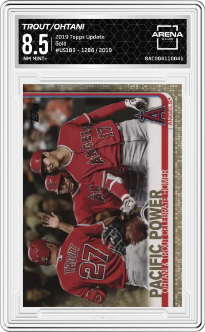 2019 Topps Update Mike Trout/Shohei Ohtani Gold #US189 ARENA CLUB 8.5