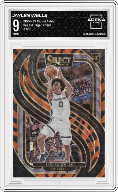 2024 Panini Select Pre.Lvl. Jaylen Wells Tiger Prizm ARENA CLUB 9