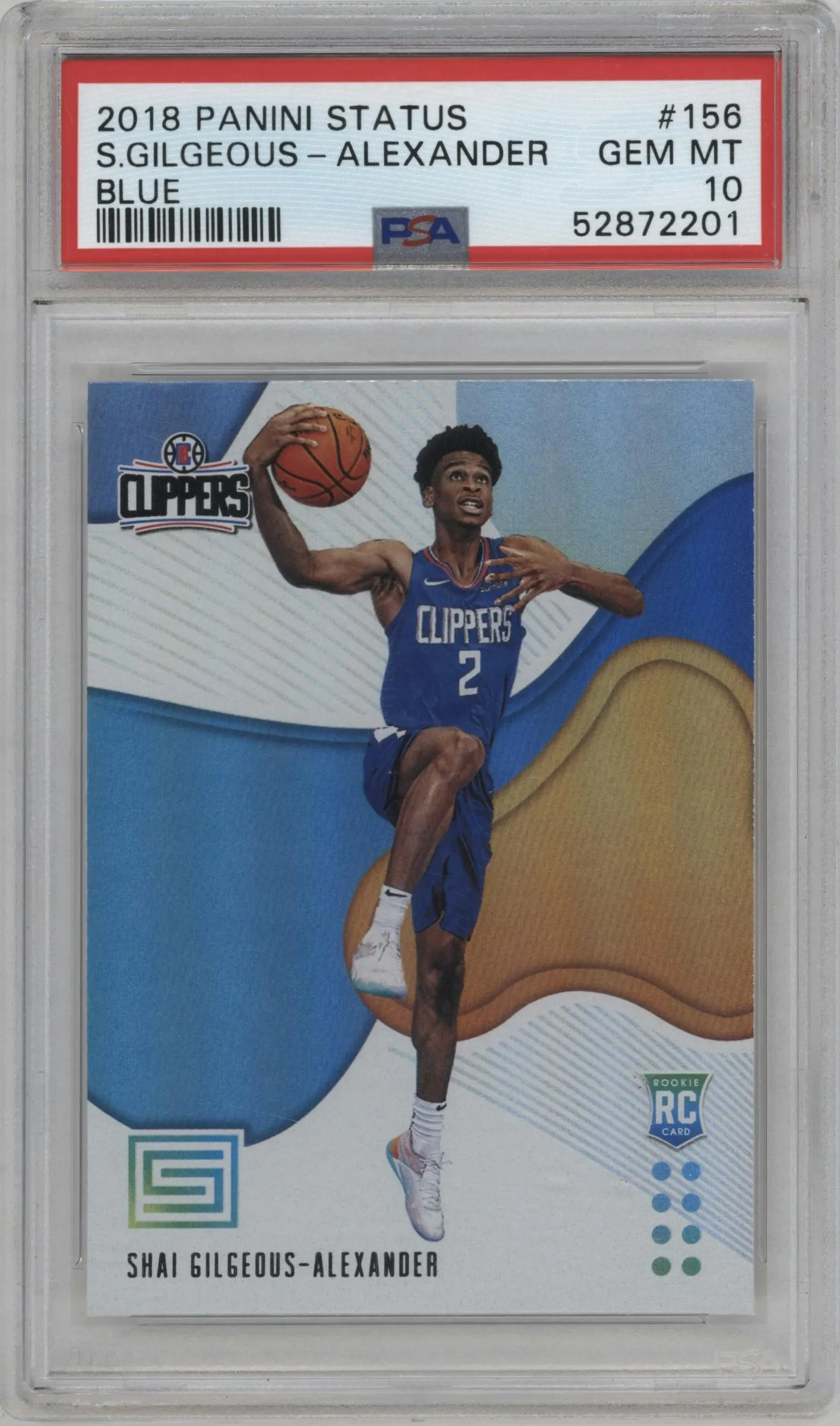 2018 Panini Status Rookies 2 Shai Gilgeous-Alexander Blue #156 PSA 10