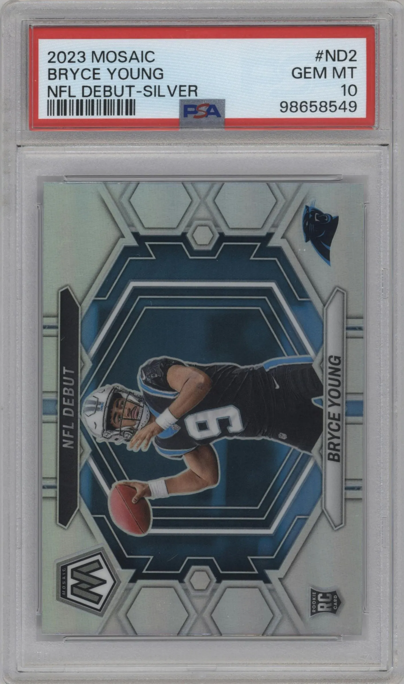 2023 Panini Mosaic NFL Debut Bryce Young Silver #ND-2 PSA 10