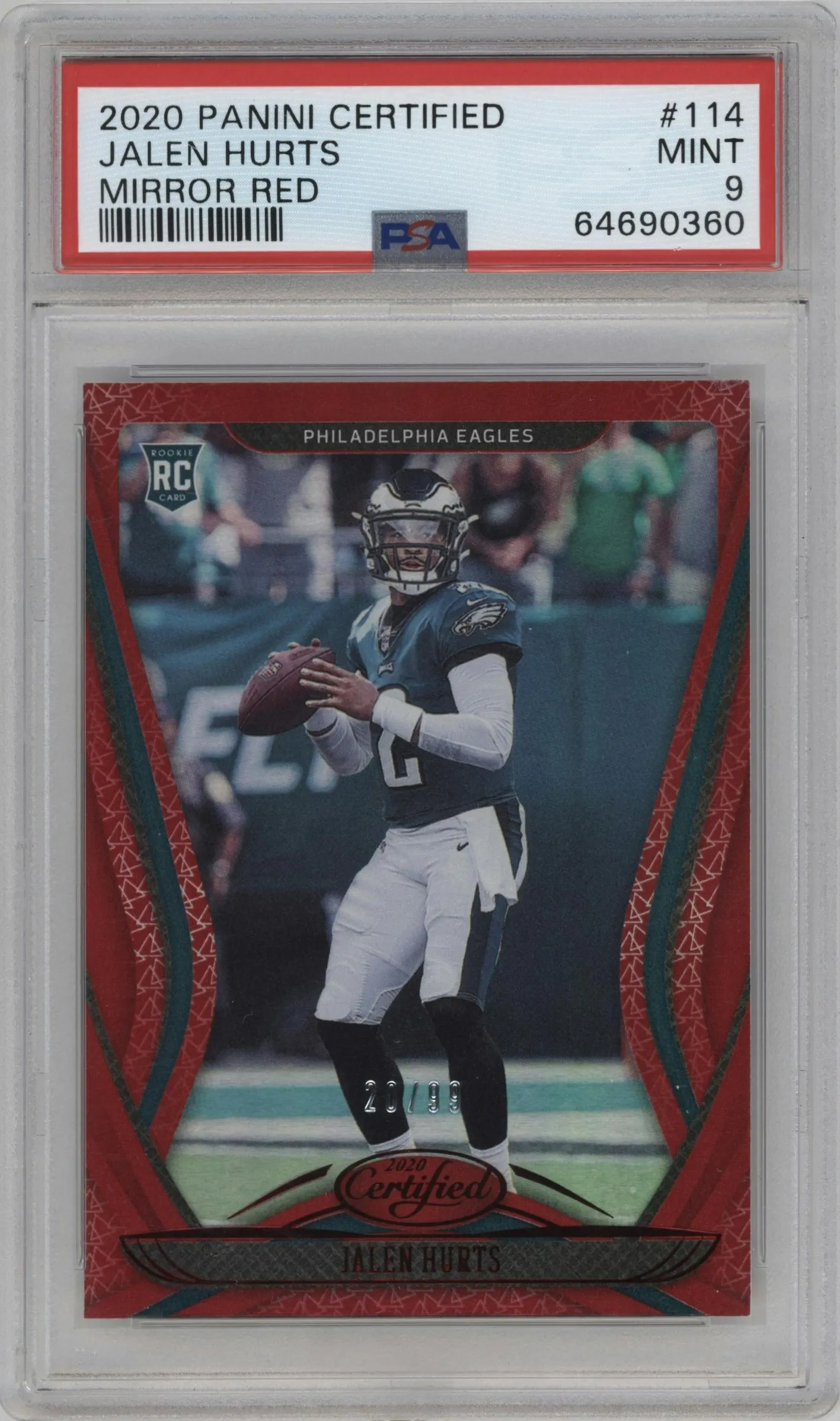 2020 Panini Certified Jalen Hurts Mirror Red #114 PSA 9