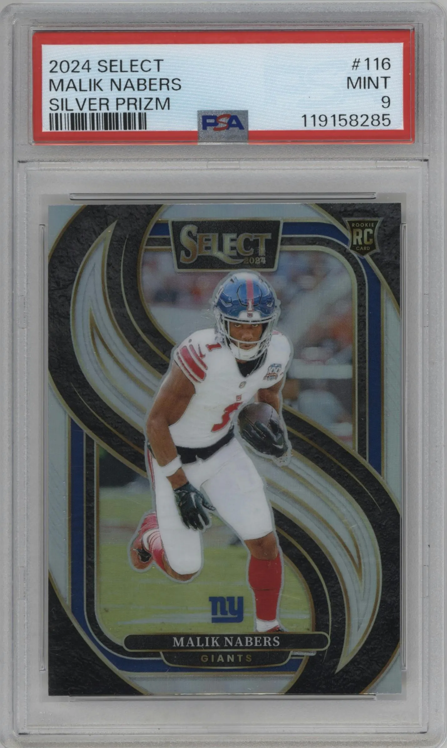 2024 Panini Select Pre.Lvl. Malik Nabers Silver Prizm #116 PSA 9