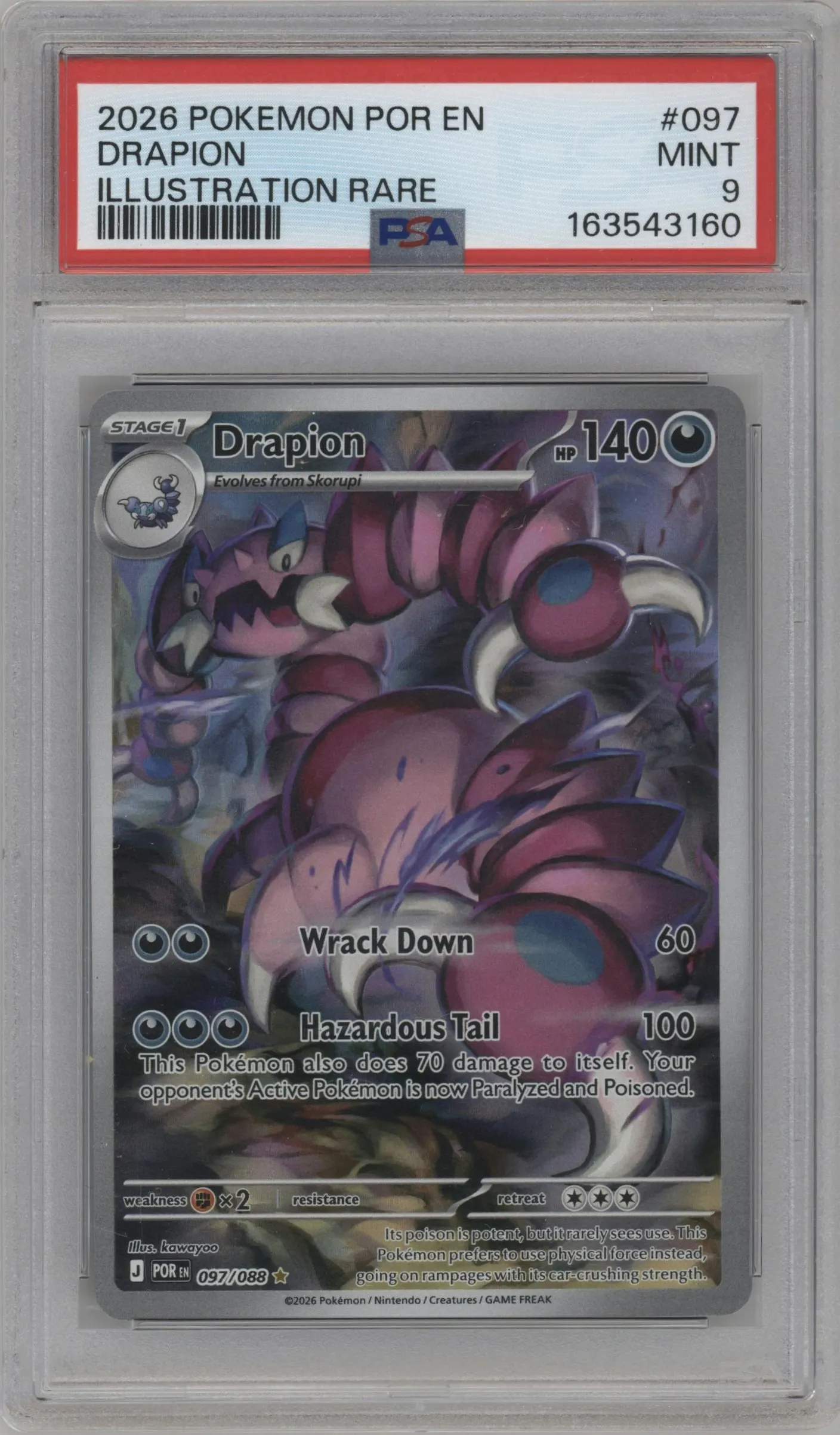 2026 Pokemon Mega Evolution Perfect Order Drapion #097 PSA 9