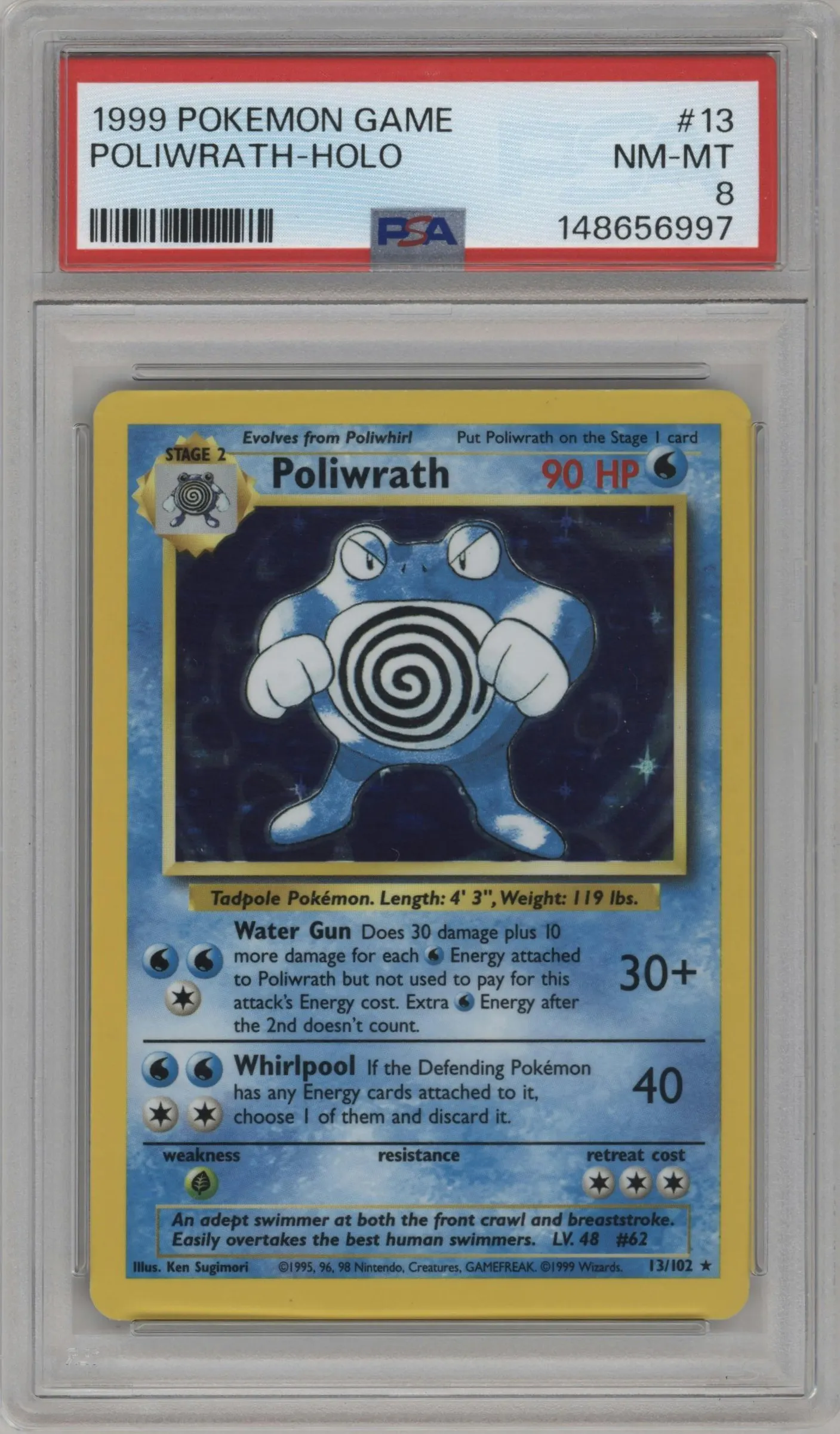 1999 Pokemon Base Set Poliwrath #13 PSA 8