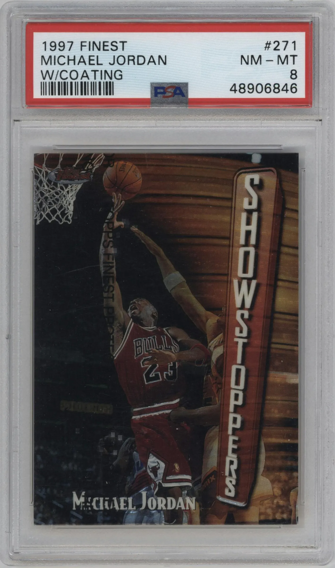 1997 Topps Finest Michael Jordan W/ Coating #271 PSA 8