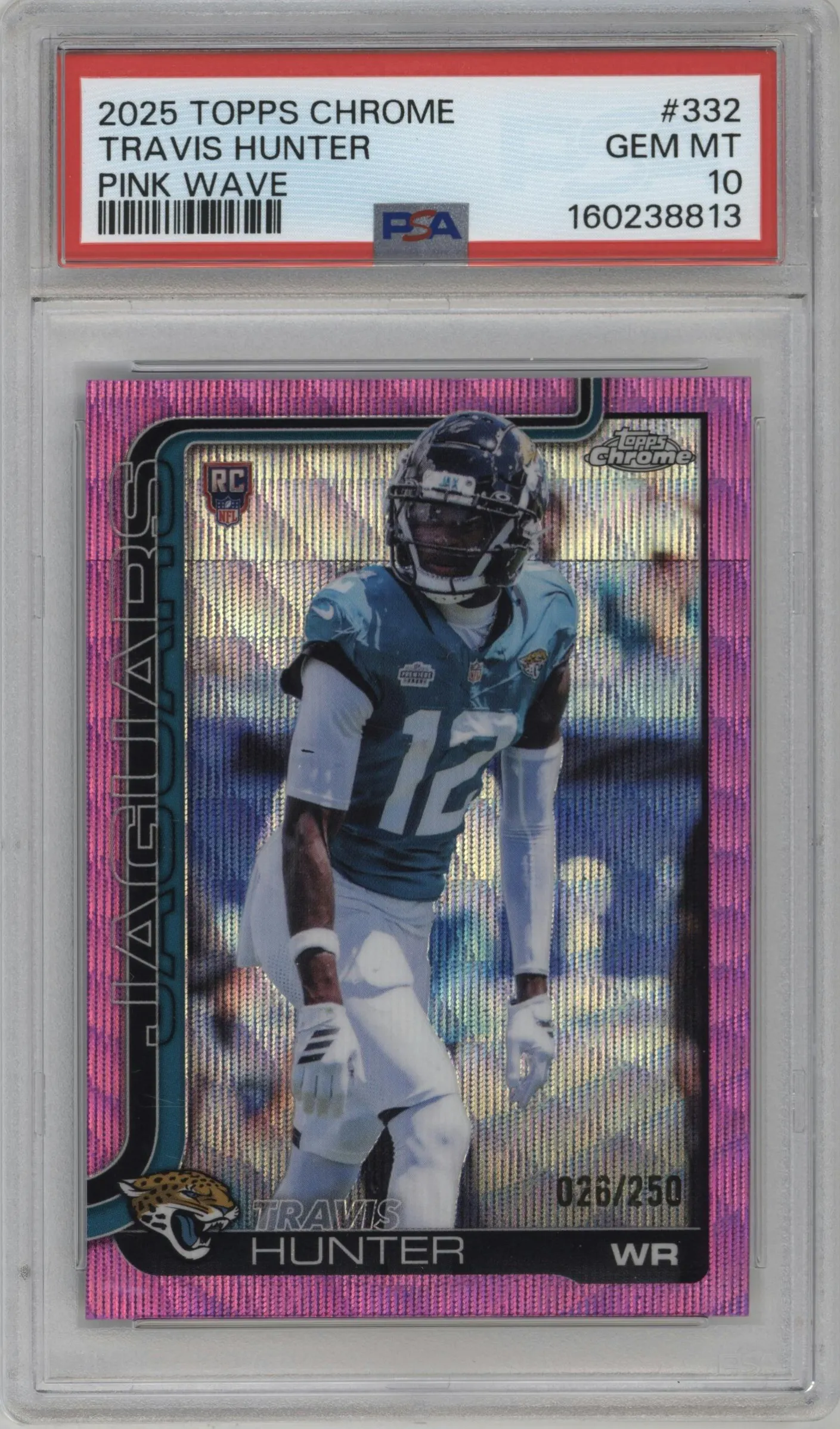 2025 Topps Chrome Travis Hunter Pink Wave #332 PSA 10