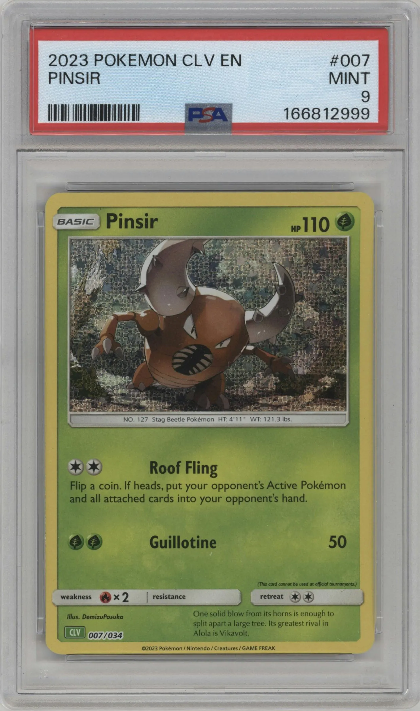 2023 Pokemon CLV Pinsir #007 PSA 9