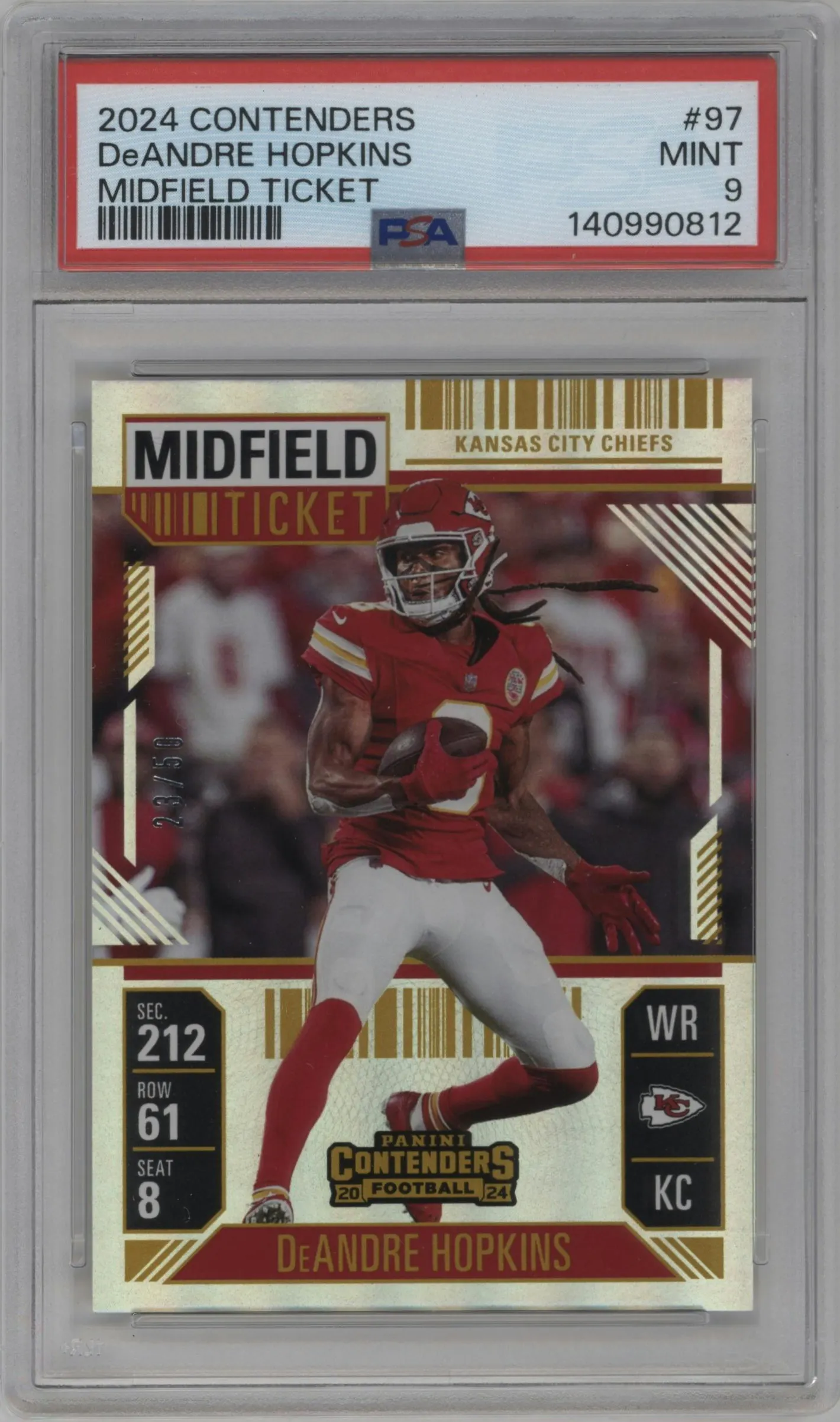 2024 Panini Contenders DeAndre Hopkins Midfield Ticket #97 PSA 9