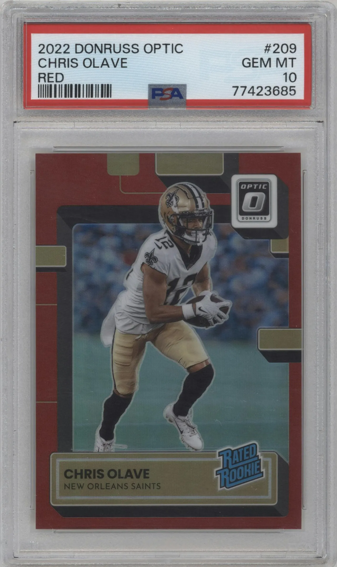 2022 Panini Donruss Optic Rated Rookie Chris Olave Red #209 PSA 10