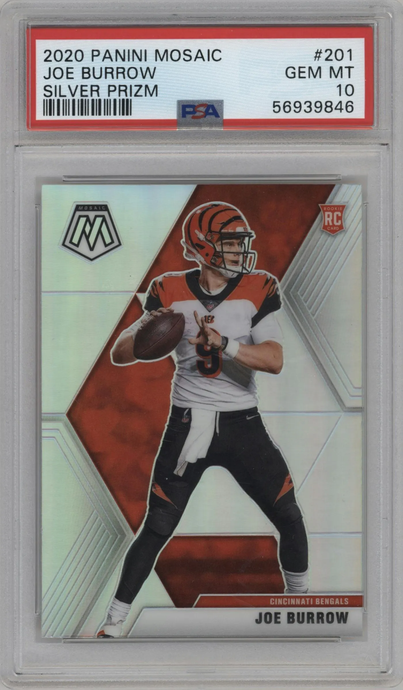 2020 Panini Mosaic Joe Burrow Silver #201 PSA 10