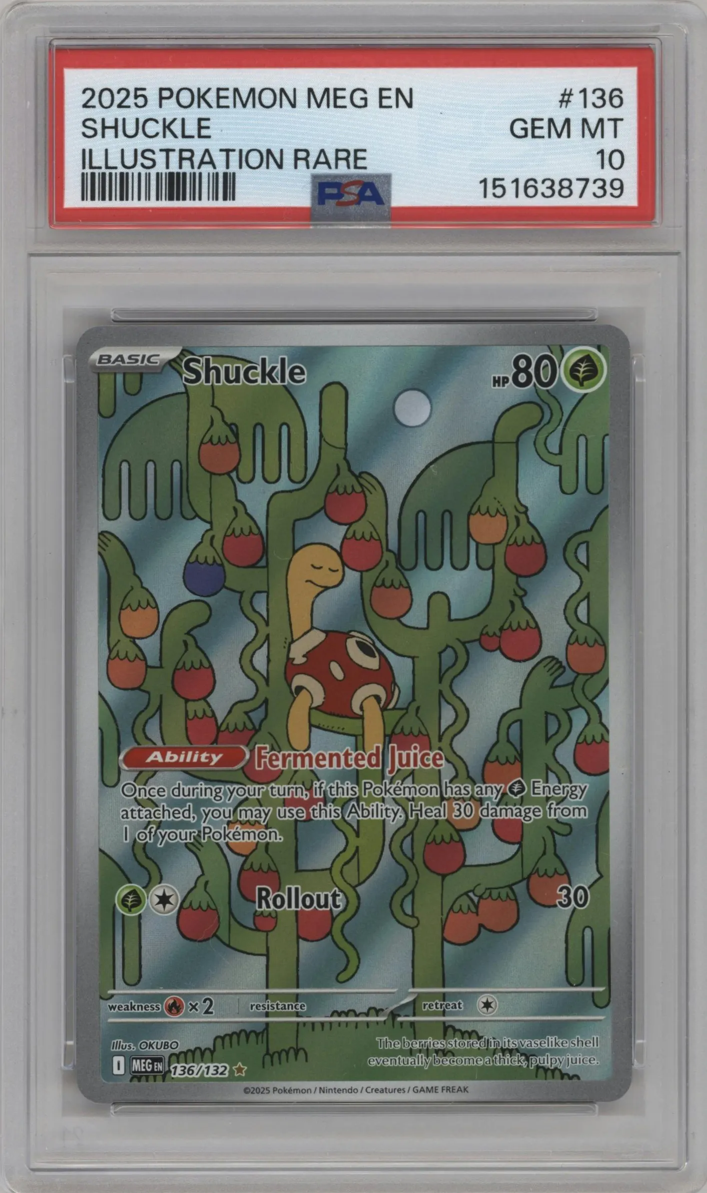 2025 Pokemon Mega Evolution Shuckle #136 PSA 10