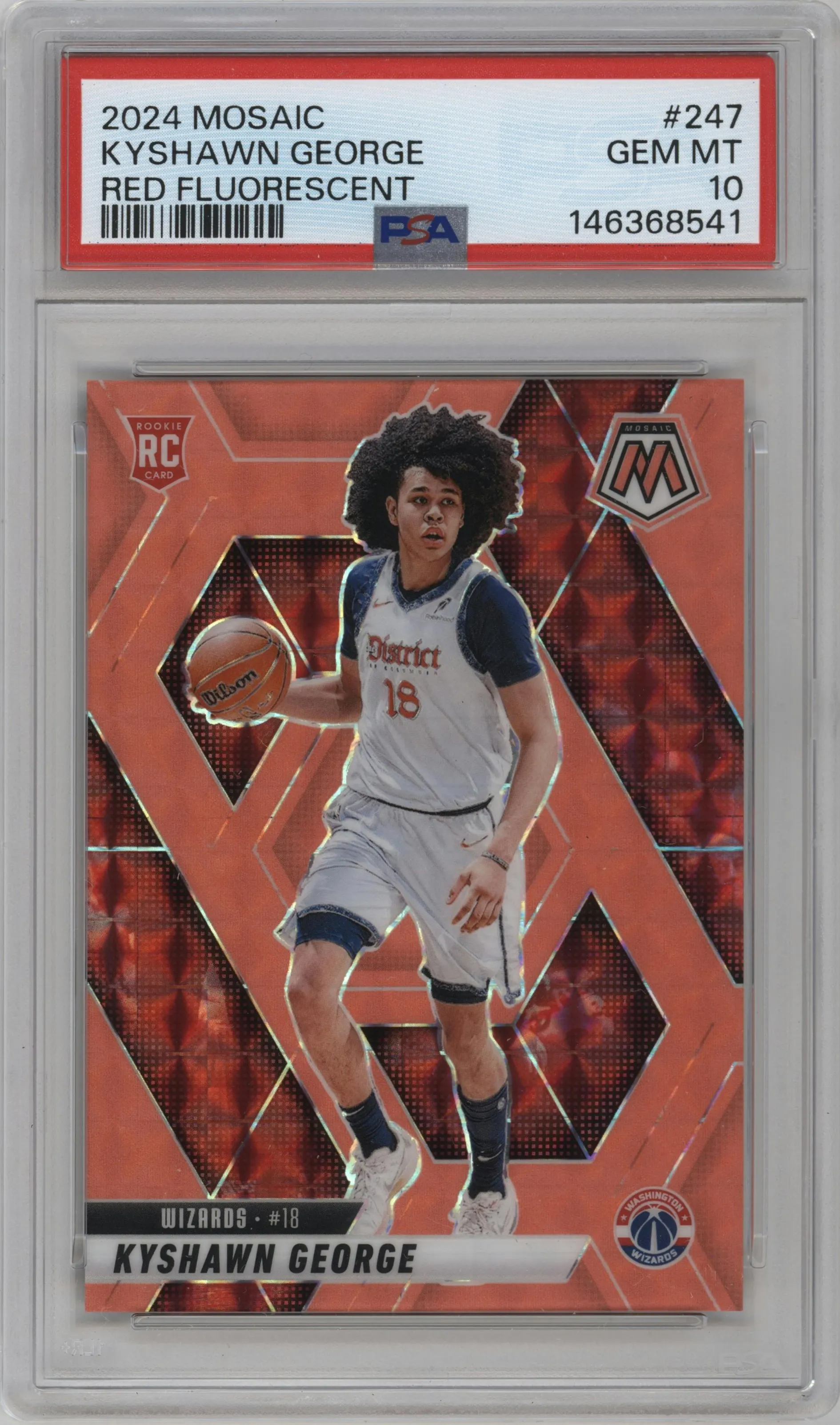 2024 Panini Mosaic Kyshawn George Red Fluorescent #247 PSA 10