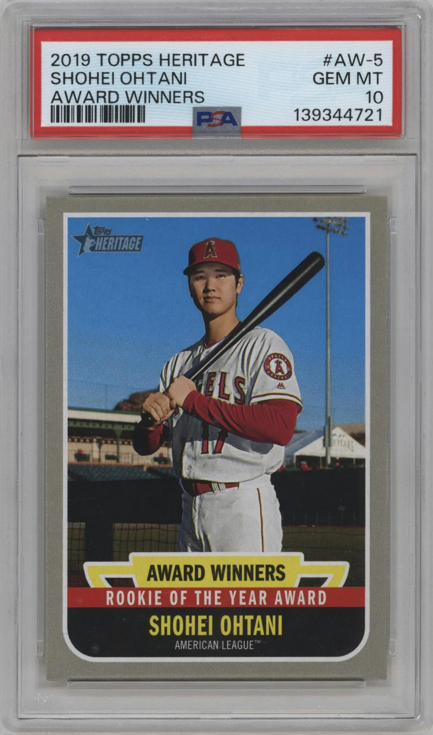2019 Topps Heritage HN Award Winners Shohei Ohtani #AW-5 PSA 10