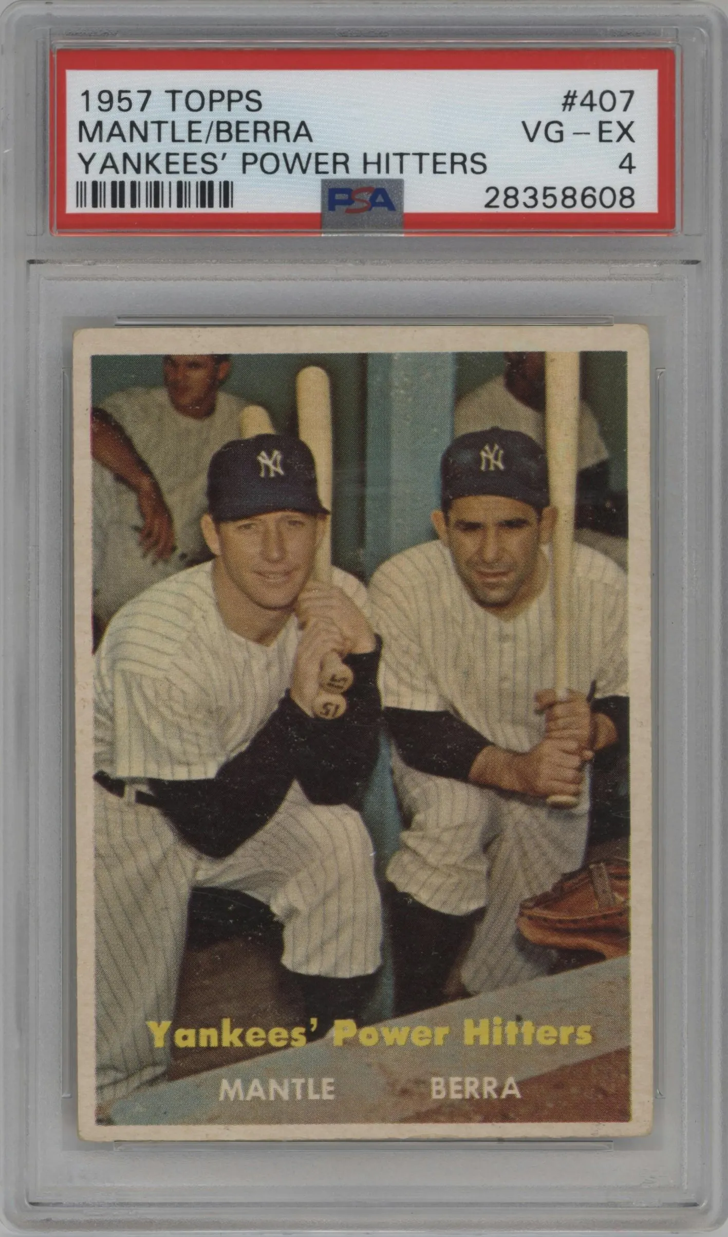 1957 Topps Mickey Mantle/Yogi Berra #407 PSA 4