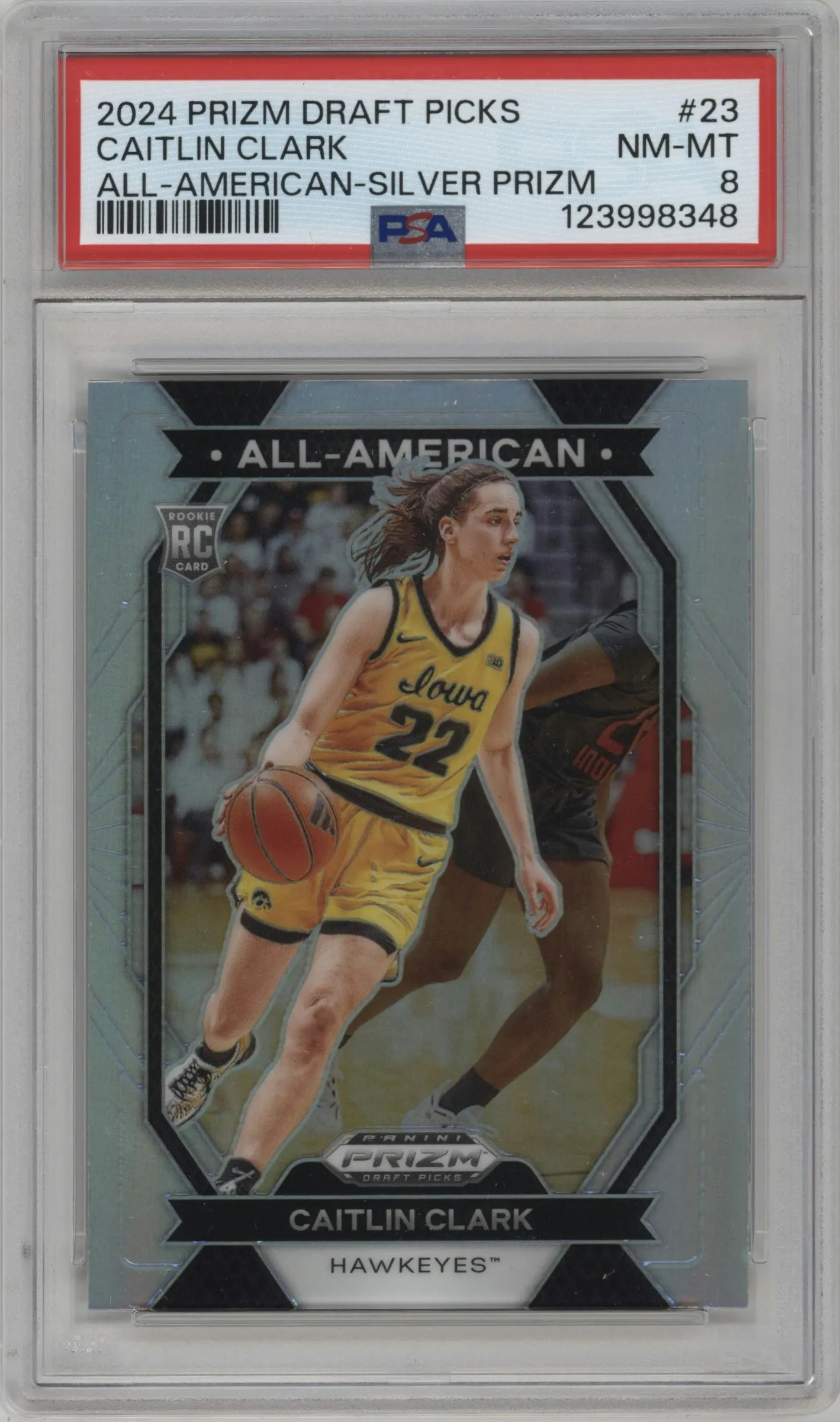 2024 Panini Prizm Draft Picks All-American Caitlin Clark Silver Prizm #23 PSA 8