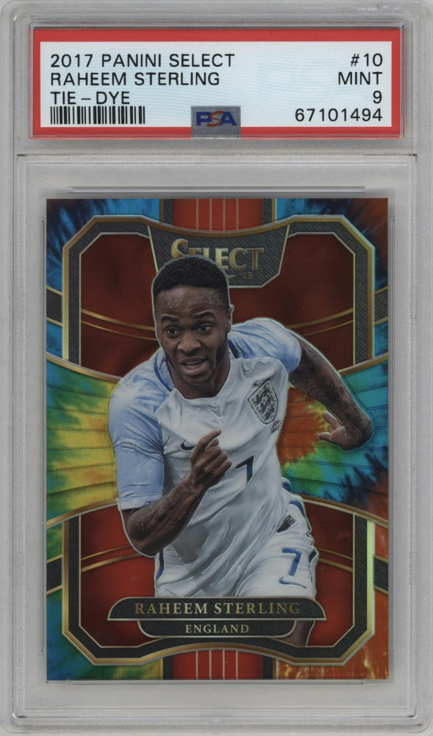 2017 Panini Select Raheem Sterling Tie-Dye PSA 9