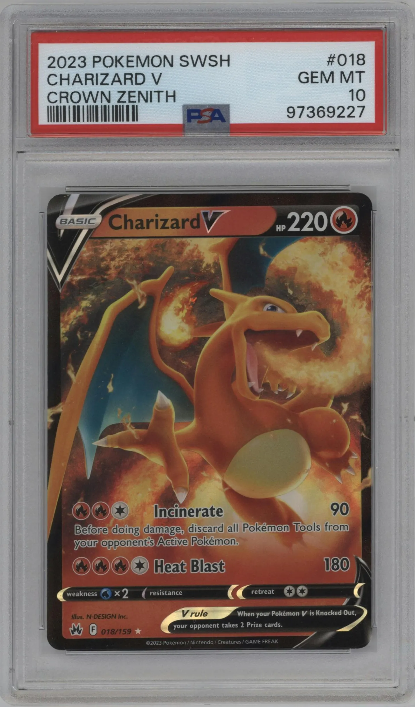 2023 Pokemon SWSH Crown Zenith Charizard V PSA 10